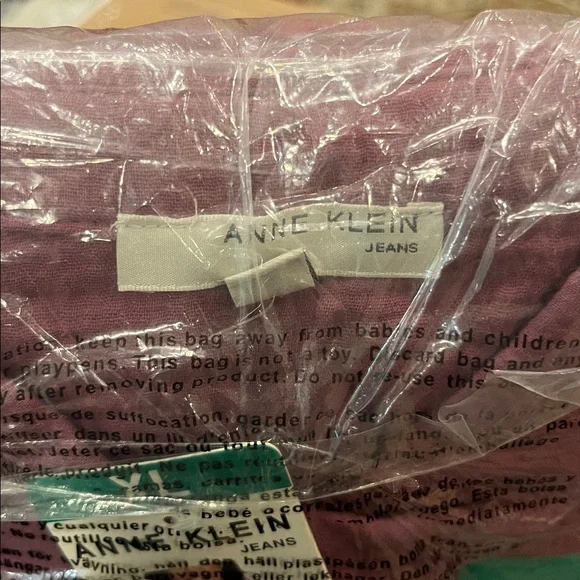 NWT Anne Klein Ladies Gauze Top PURPLE - size XL - Picture 5 of 8